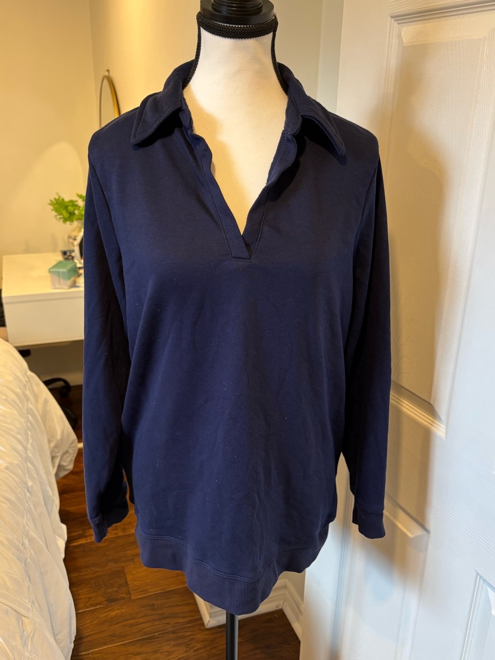 PENN Penningtons Navy Collared Pullover Sweatshirt Plus 0X